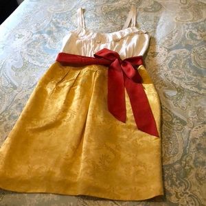 Anthropologie fall white & yellow silk dress sz 2